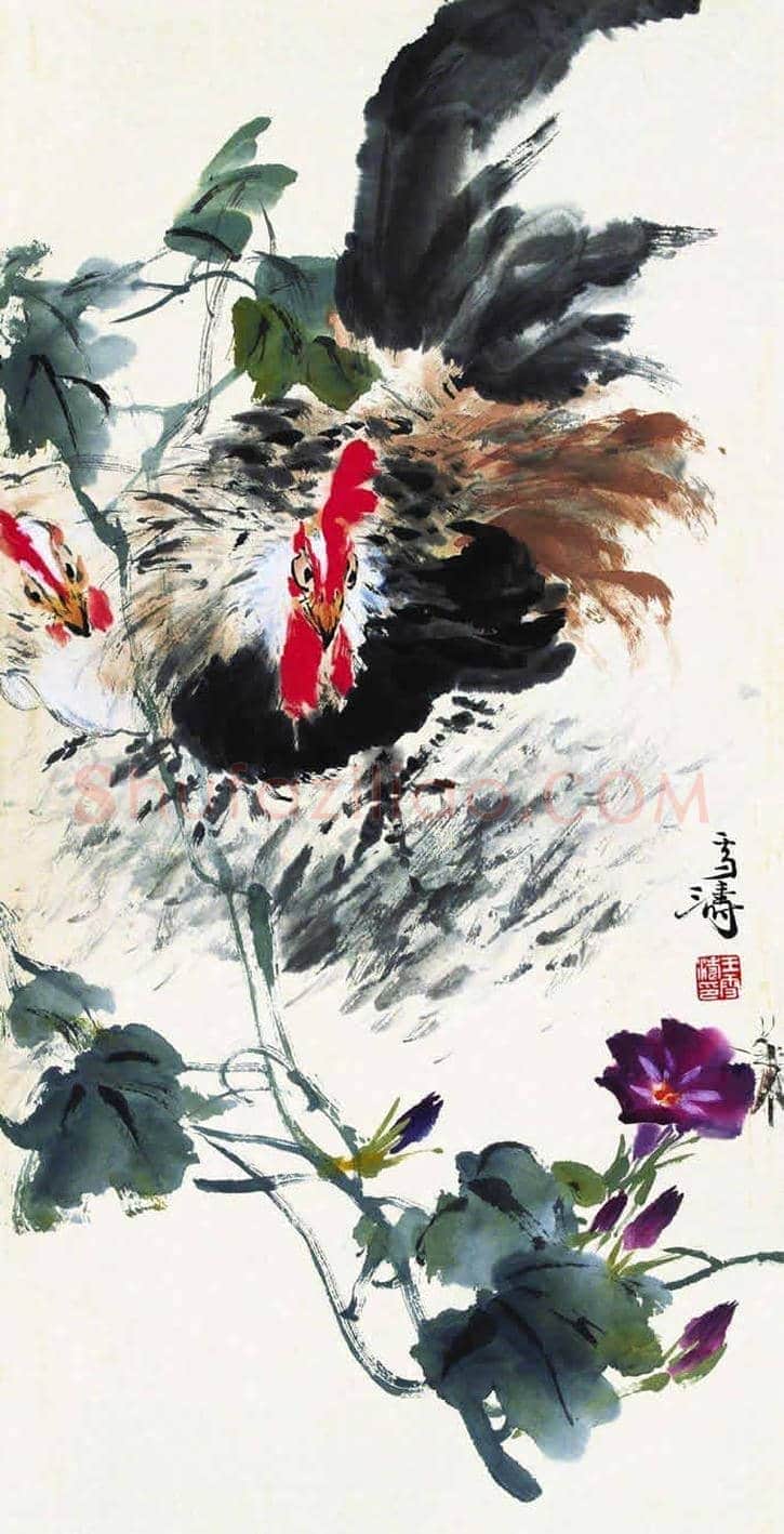 王雪涛画笔下的鸡,喜庆吉祥 | 书画百科