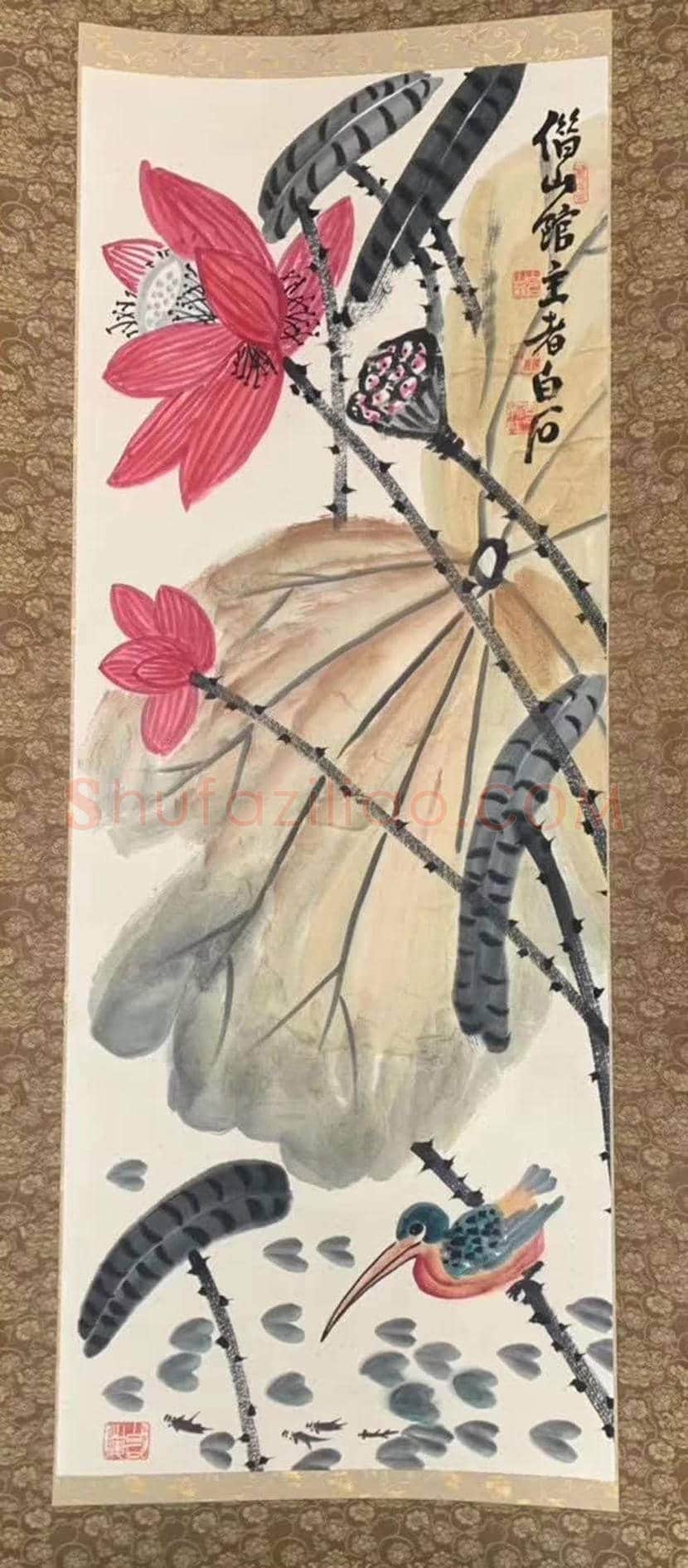 齐白石《红荷翠鸟图》，精品佳构 | 国画作品