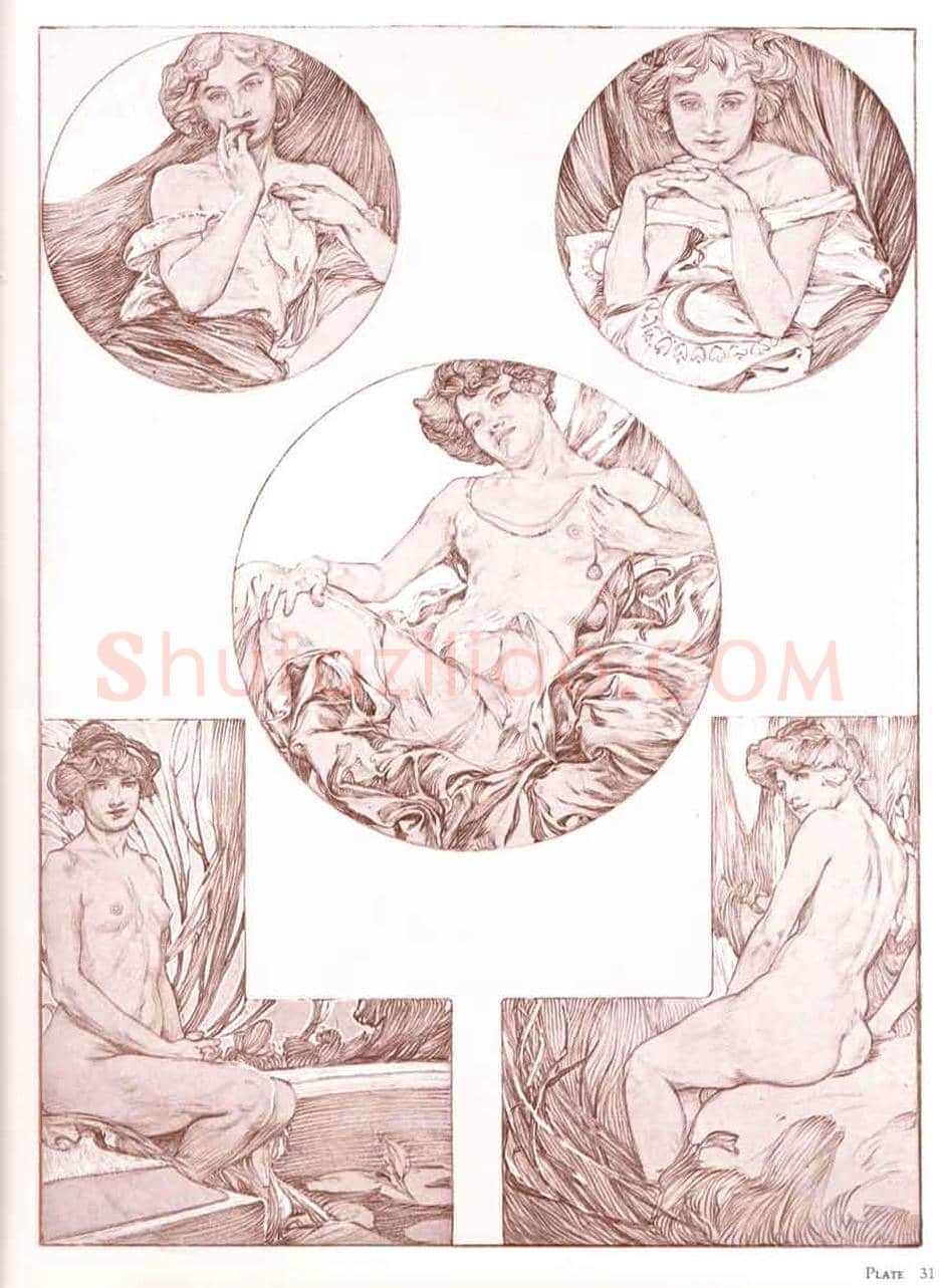 穆夏素描作品欣赏 | 书画文摘