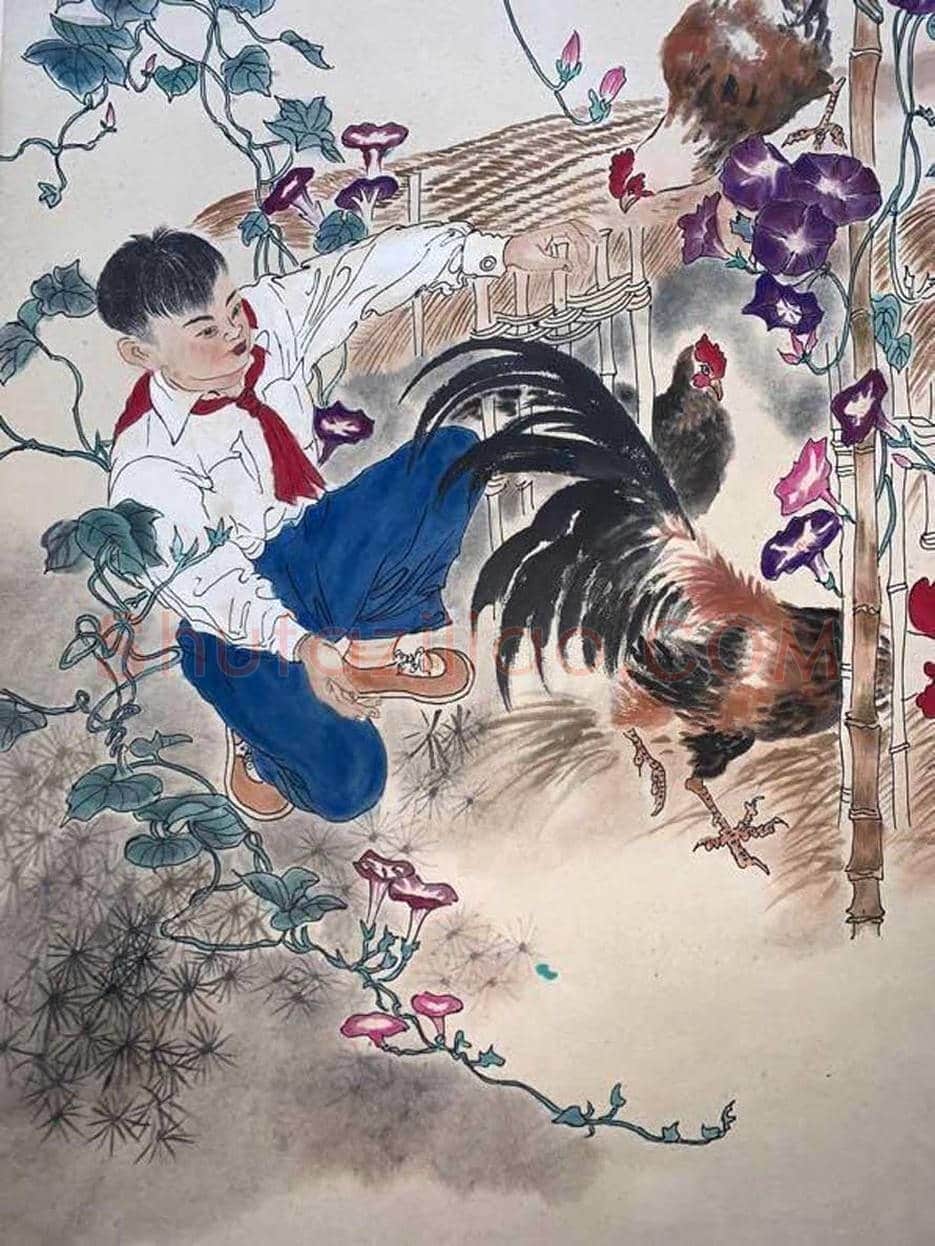 陆俨少人物画《少先队员》，珍品首现！ | 国画作品