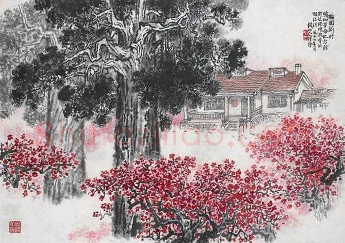 钱松嵒山水画《江天帆影》 | 国画欣赏
