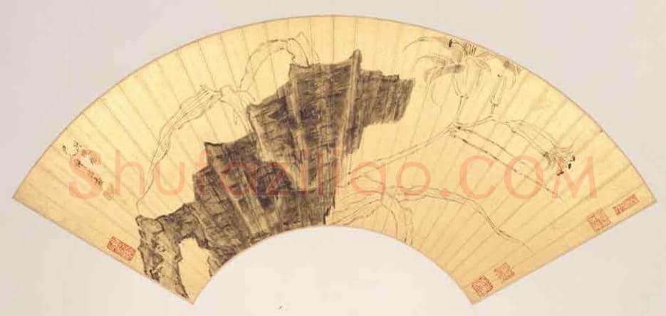 明代陈洪绶《林亭清话图》扇面赏析 | 传世国画赏析