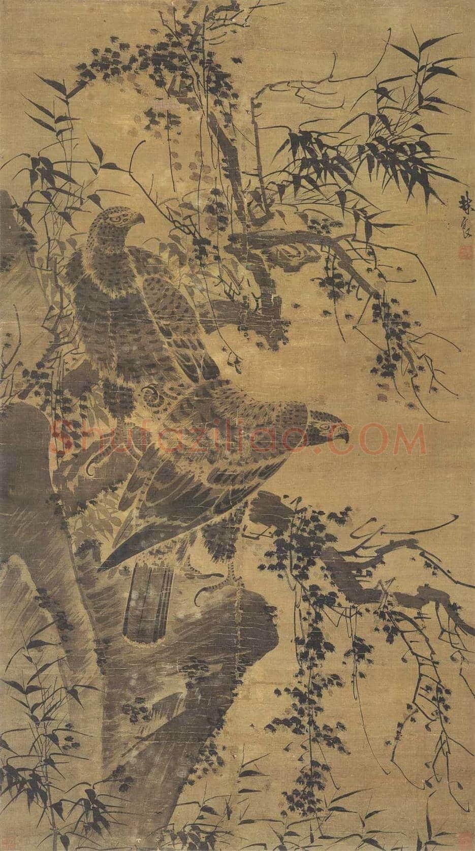 粤画之祖林良《双鹰图》欣赏 | 书画文摘