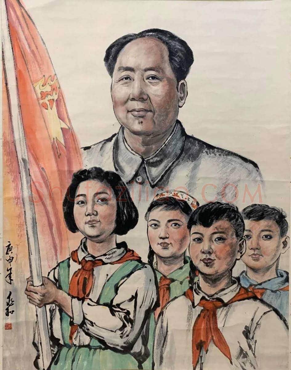 蒋兆和《在毛主席身边前进》,馆级红色经典 | 国画鉴赏