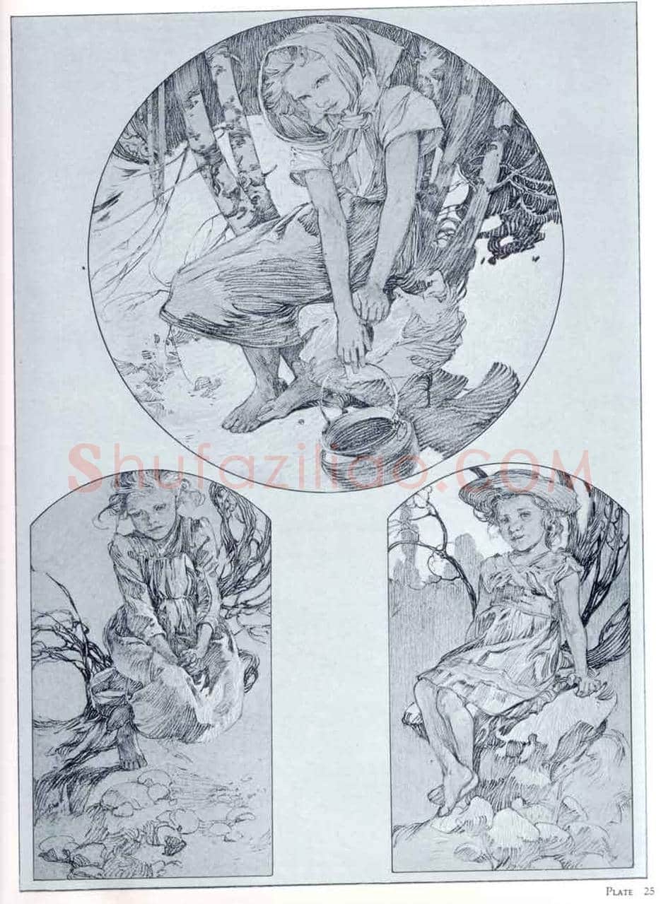 穆夏素描作品欣赏 | 书画文摘