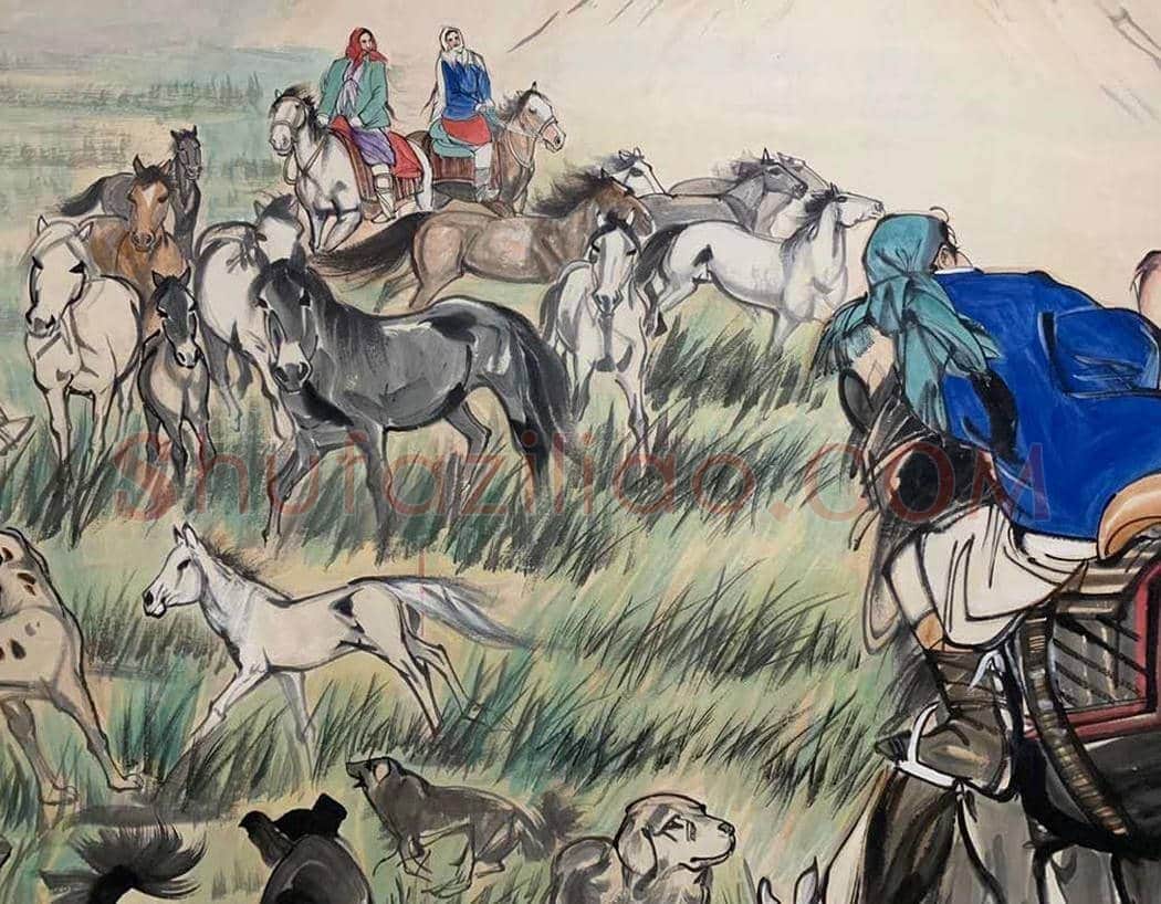 黄胄百平巨制《秋原放牧图》，扛鼎之作 | 国画作品