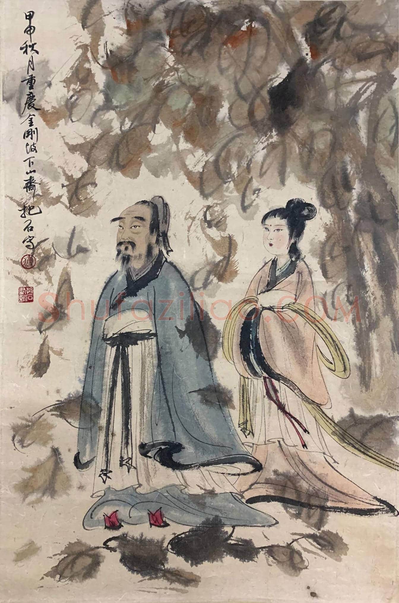 傅抱石《东山携妓图》,尽显魏晋风流 | 国画图片
