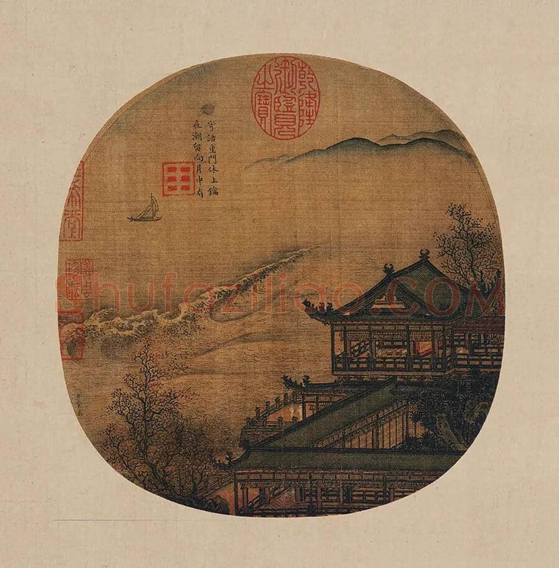 李嵩《月夜看潮图》欣赏 | 书画学堂