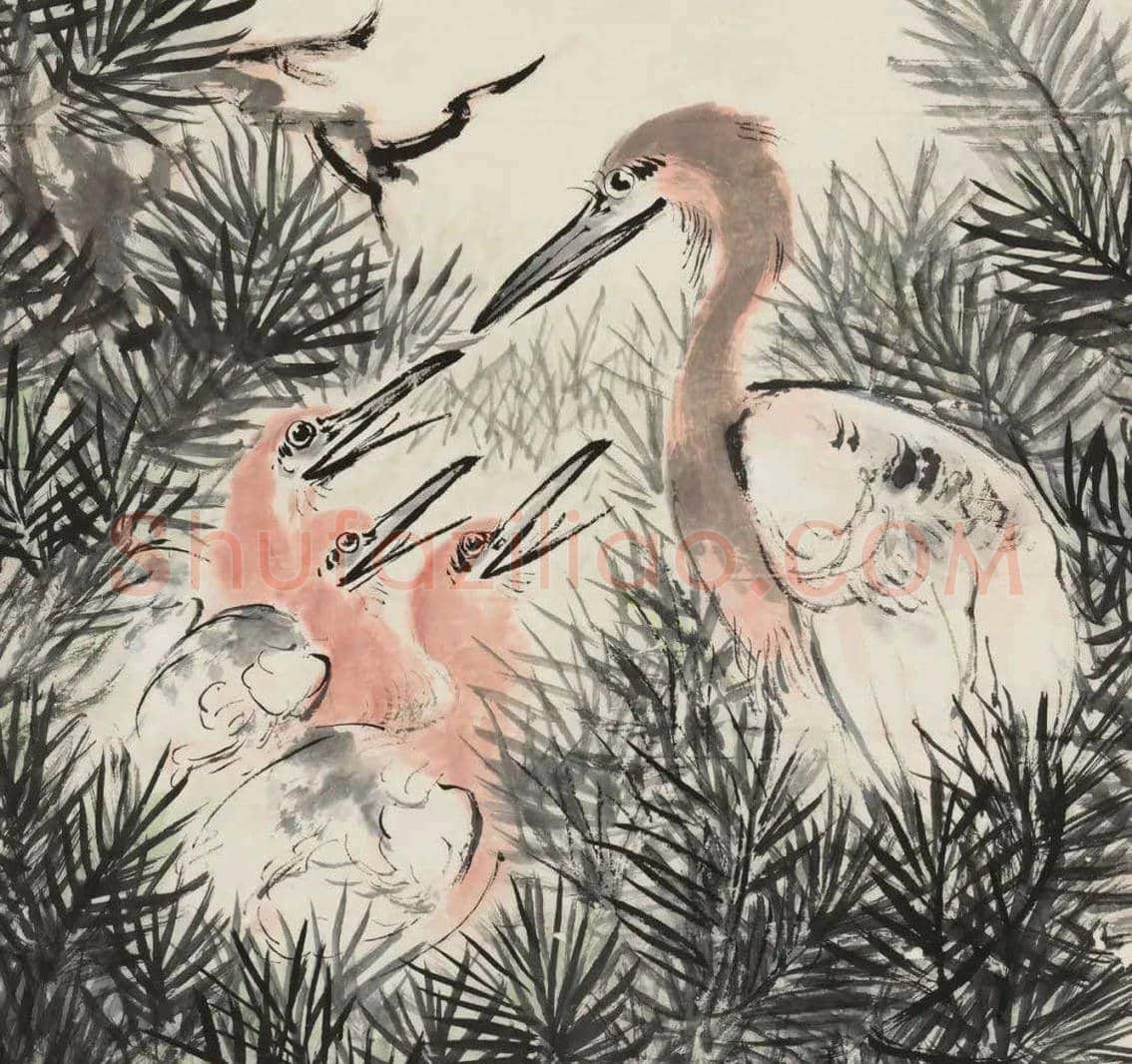 李苦禅《松树鹤鸟》作品赏析 | 书画学堂