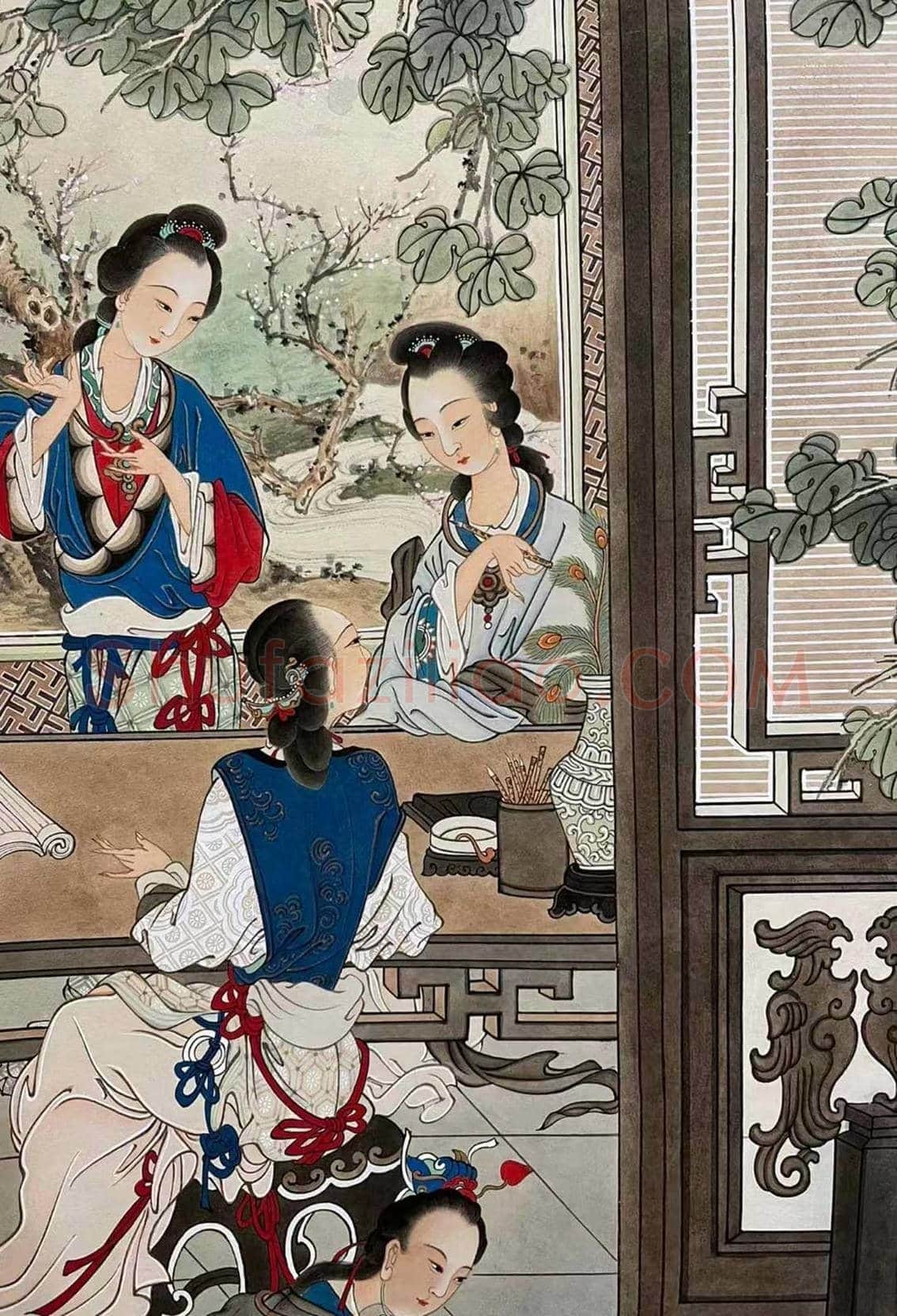 刘凌沧《抚宋人本刺绣图》,早期佳构 | 国画欣赏