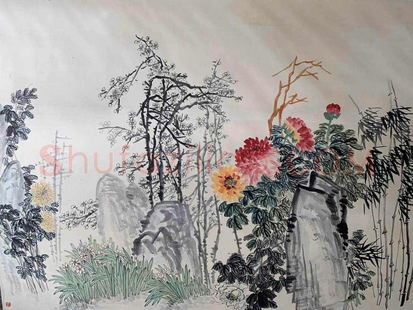 吴昌硕丈六巨制花鸟画,首度面世 | 国画图片