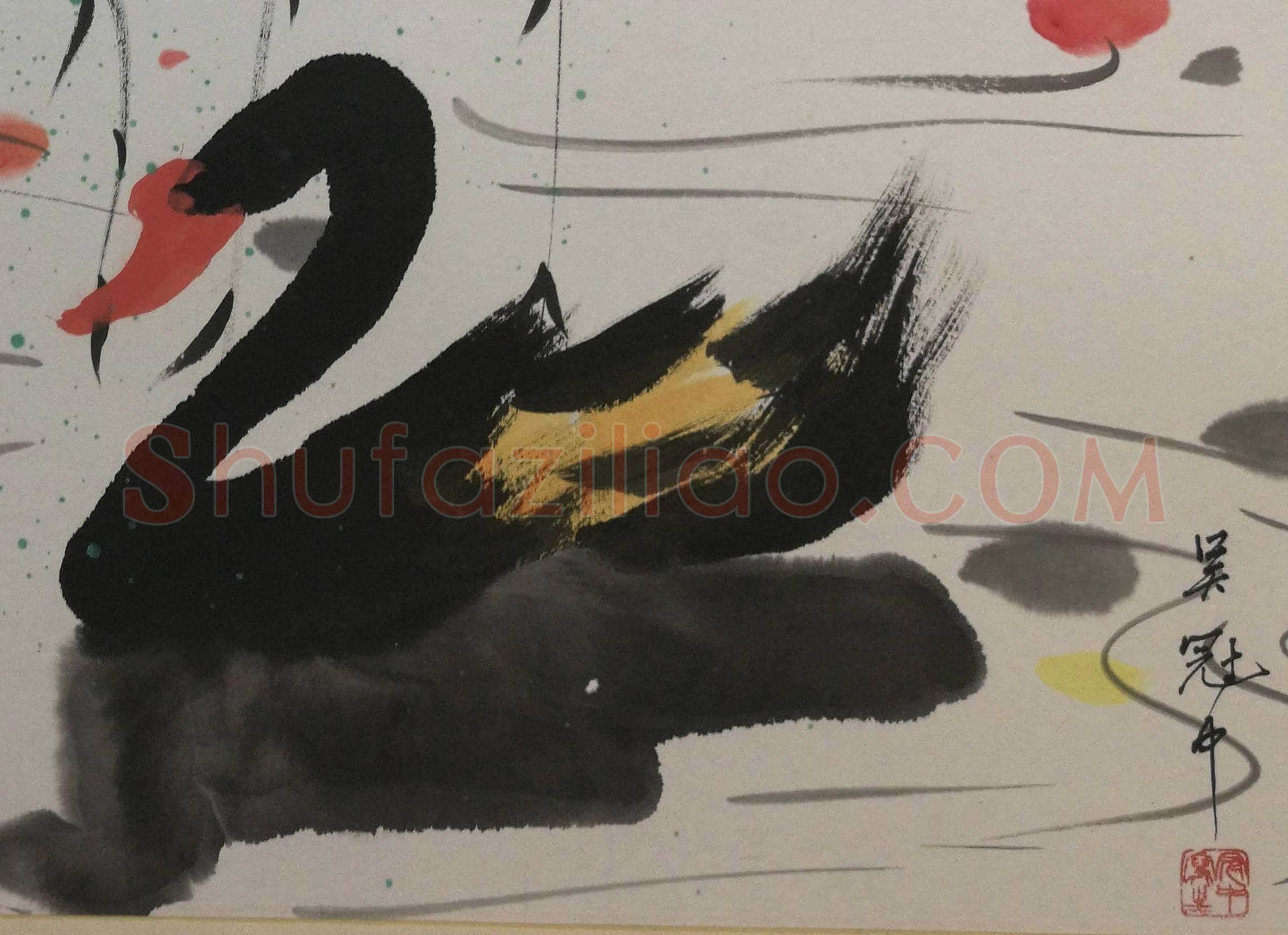 吴冠中作品《黑天鹅》,充满人文情怀 | 国画鉴赏