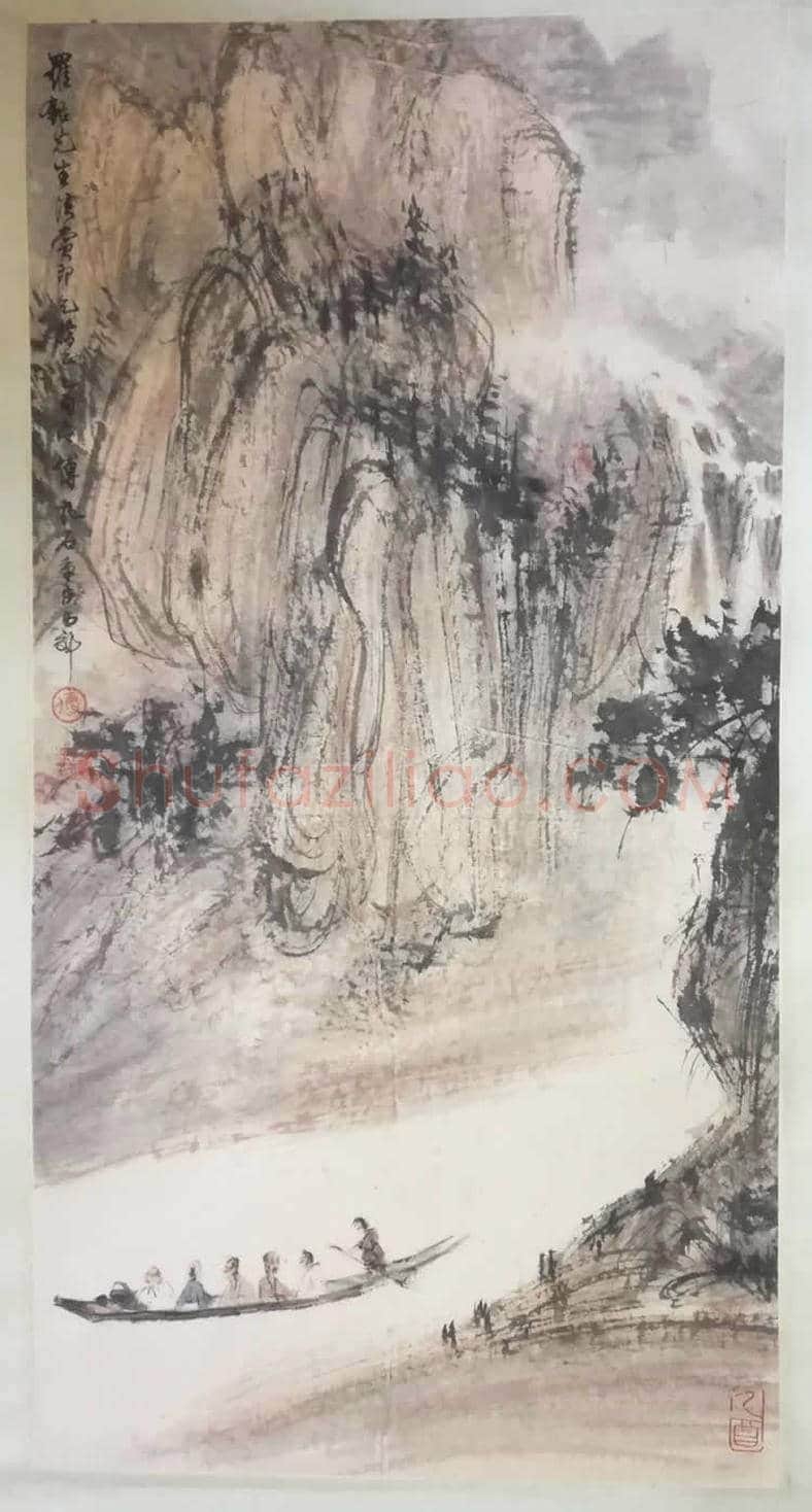 傅抱石《泛舟图》,金刚坡时期代表作 | 国画鉴赏