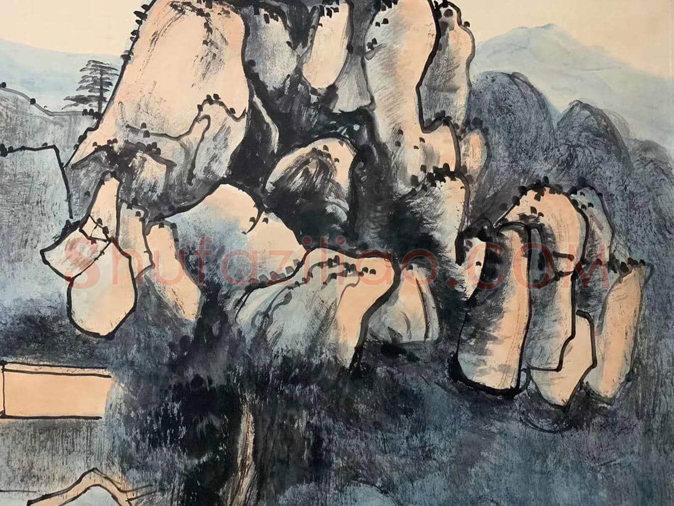 赖少其《山高流水》，丈二巨制 | 国画图片