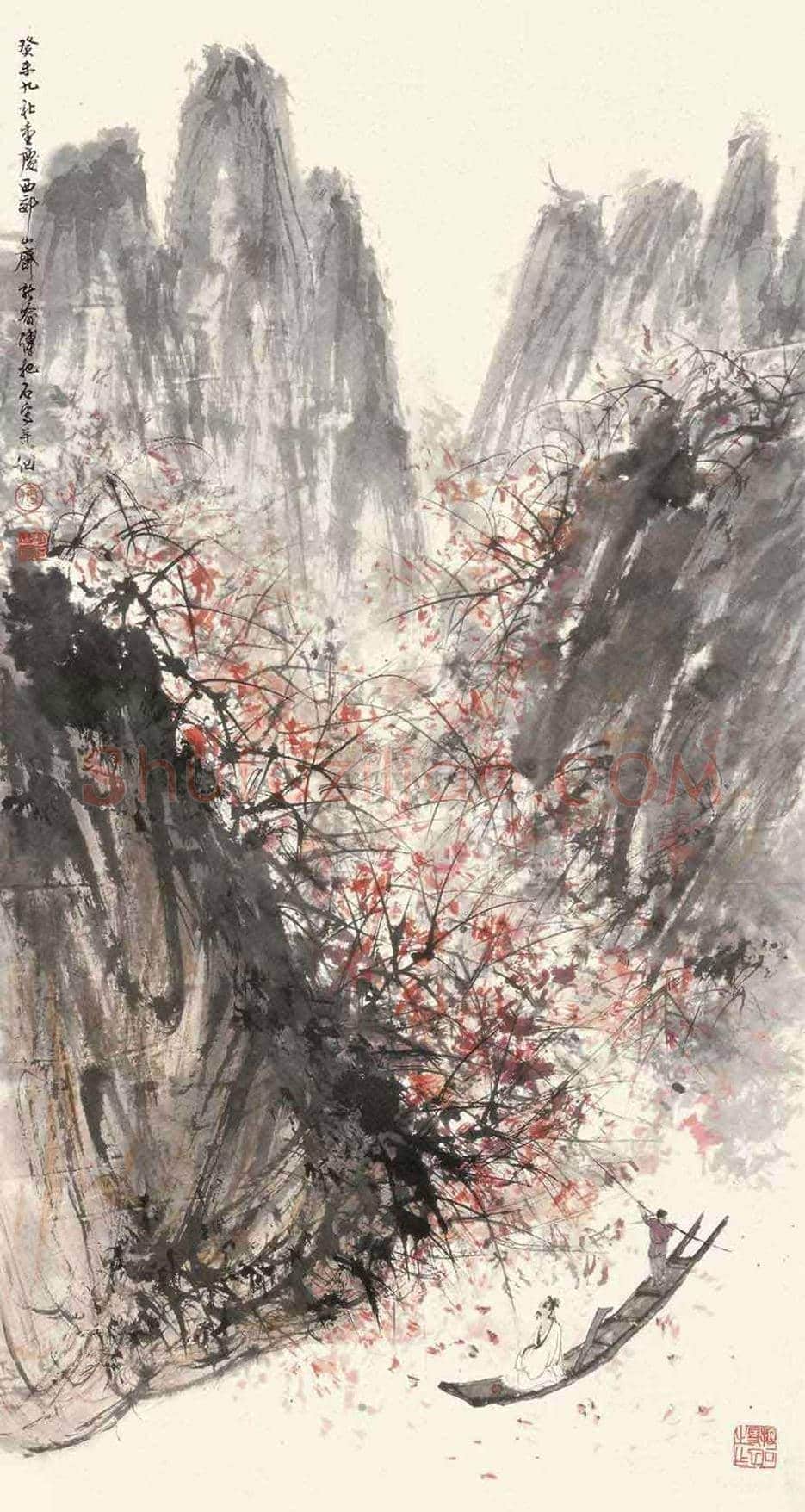傅抱石《西风吹下红雨来》欣赏 | 书画文摘