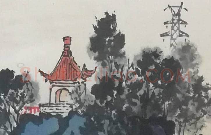 钱松嵒山水画《江天帆影》 | 国画欣赏