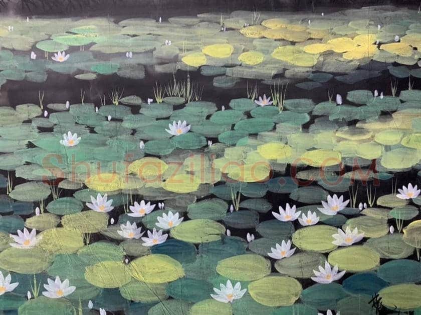 林风眠国画《荷塘》,馆级丈二巨制! | 国画鉴赏