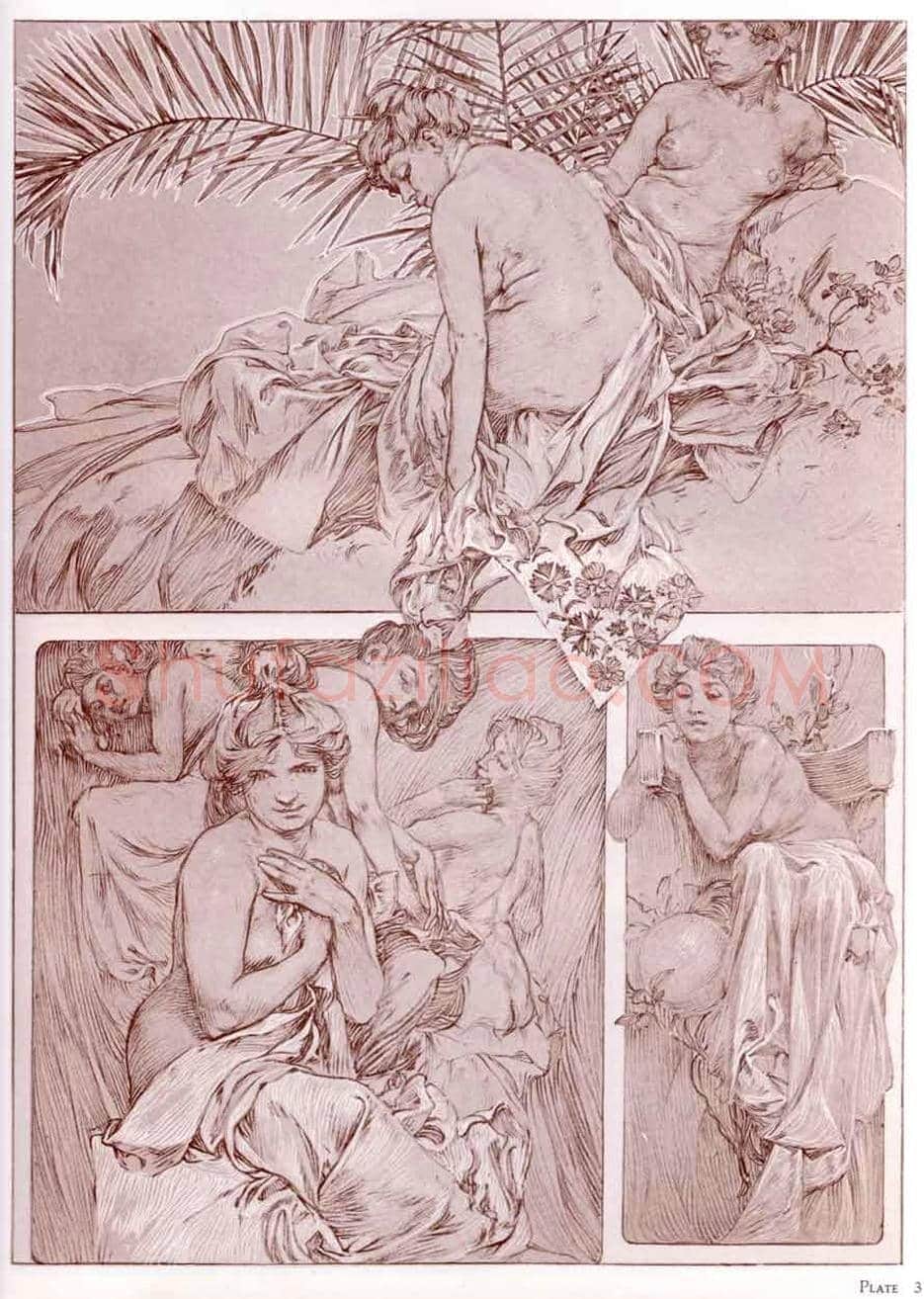 穆夏素描作品欣赏 | 书画文摘