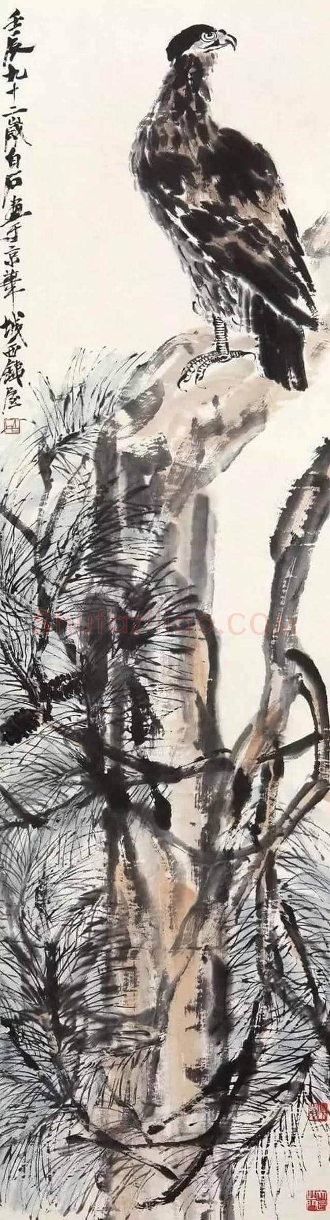 齐白石、李苦禅师徒二人画鹰，各有千秋！ | 书画资料