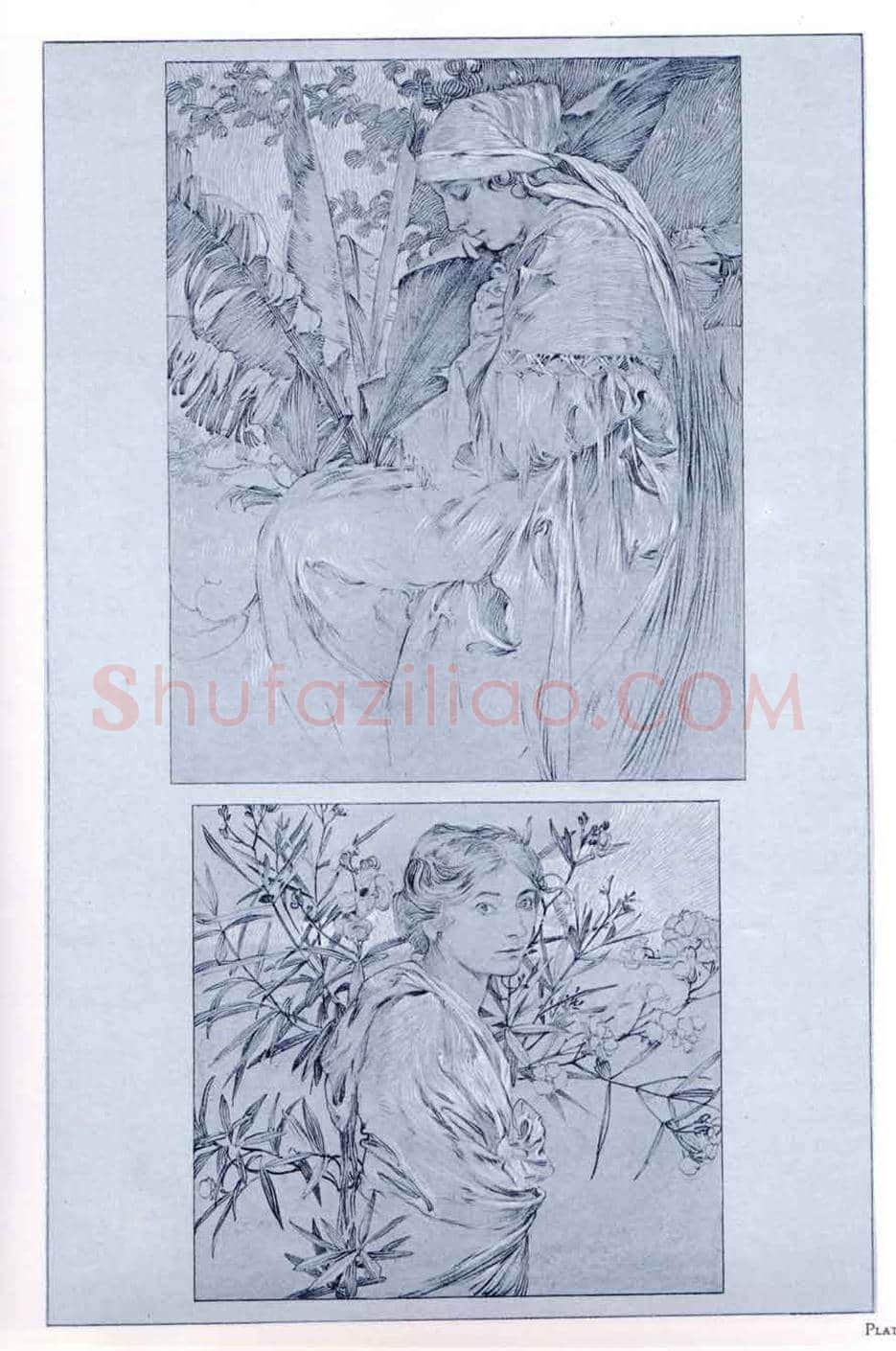 穆夏素描作品欣赏 | 书画文摘