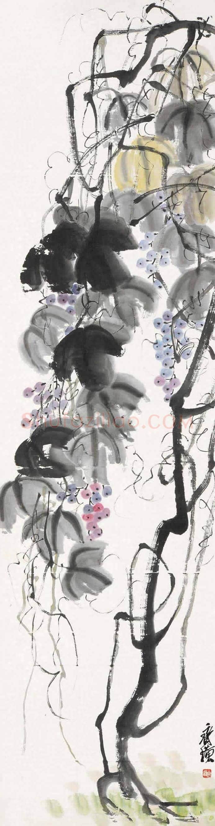 齐白石画葡萄,多子多福 | 书画科普