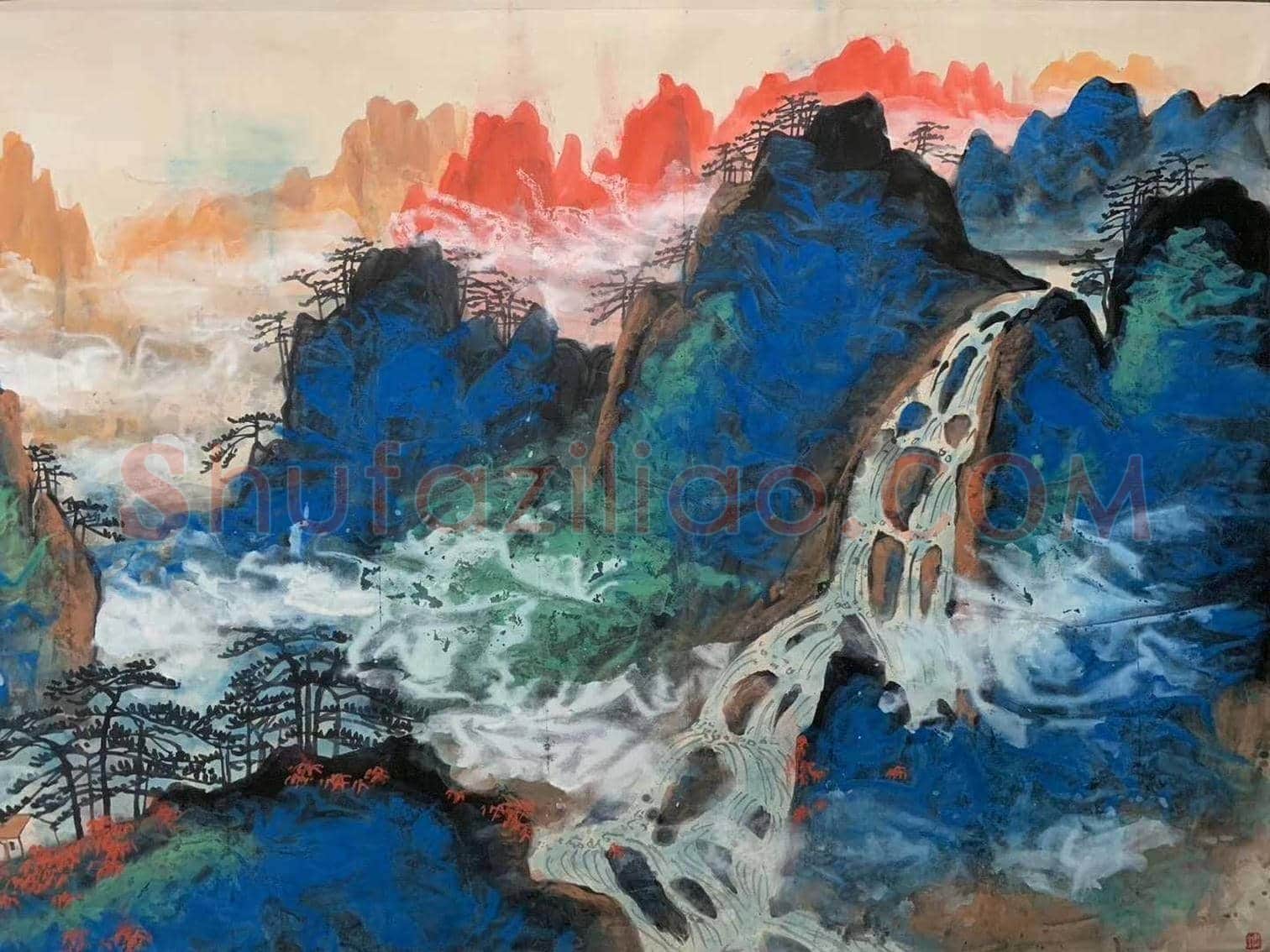 刘海粟《黄山山上万峰奇》，丈二钜制 | 国画图片