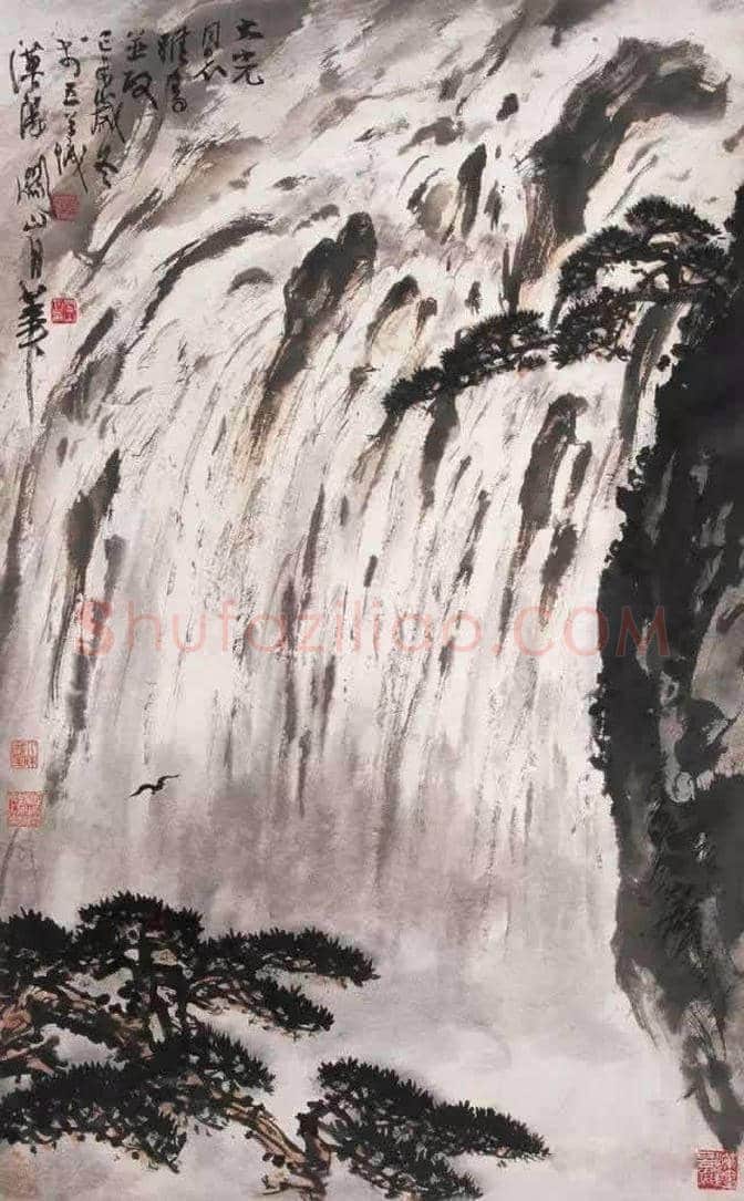 关山月画笔下的瀑布，太壮观啦！ | 书画科普