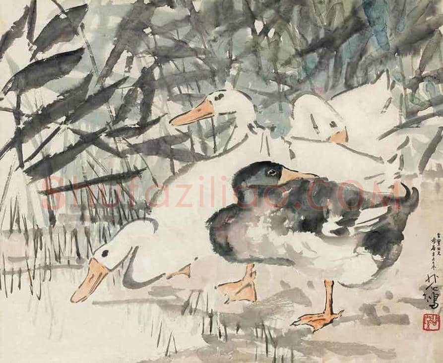 徐悲鸿国画作品《三鹅图》,充满生活气息 | 国画欣赏