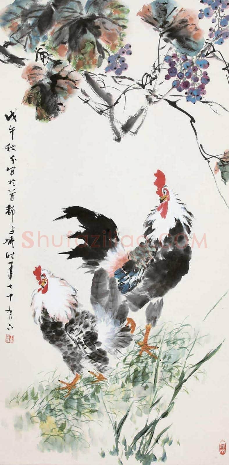 王雪涛画笔下的鸡,喜庆吉祥 | 书画百科