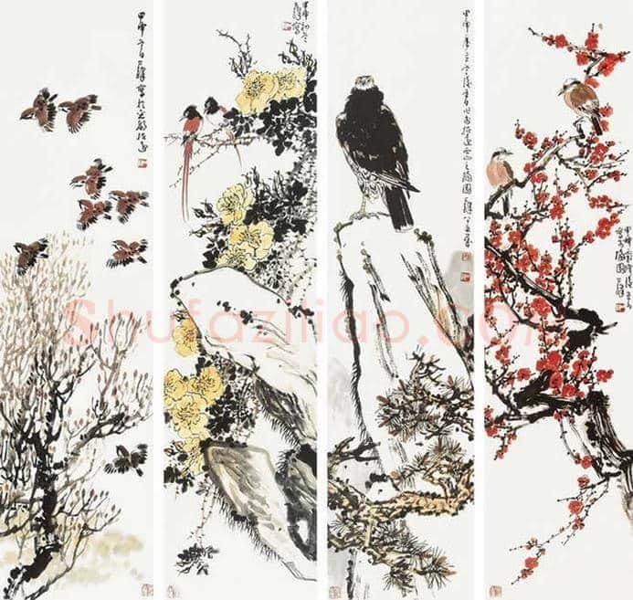 王雪涛等《花鸟四条屏》作品欣赏 | 书画资料