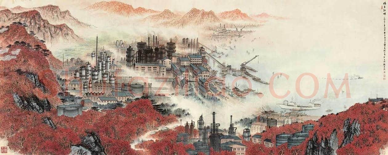 宋文治丈二巨作《南京石化》，经典重现 | 国画欣赏