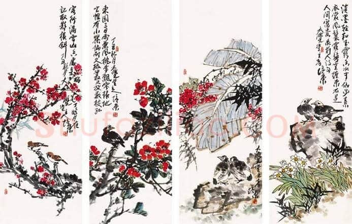王雪涛等《花鸟四条屏》作品欣赏 | 书画资料