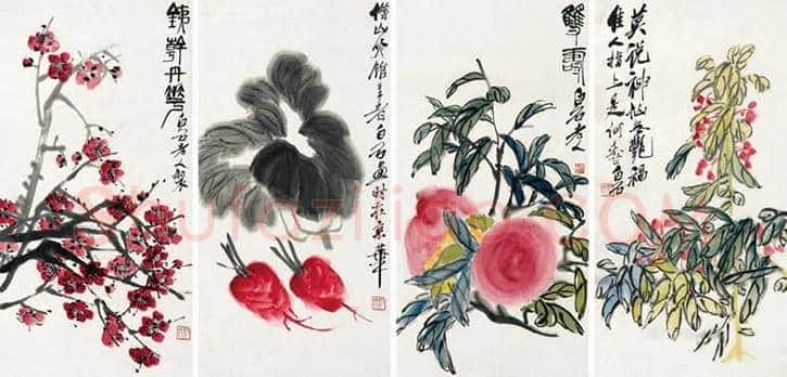 齐白石《花卉四条屏》拍卖情况 | 书画百科