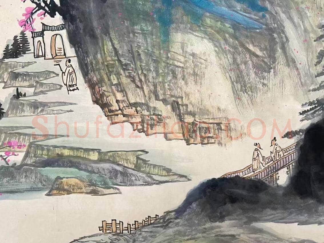 张大千丈二钜制《登山临水》,馆藏臻绝之作! | 国画图片