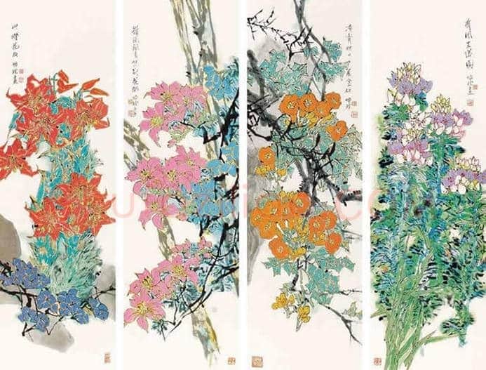 王雪涛等《花鸟四条屏》作品欣赏 | 书画资料