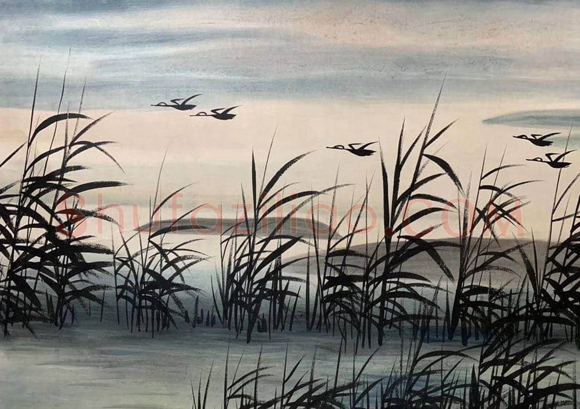 林风眠丈二钜制《芦塘秋鹜图》，镇馆之宝！ | 国画欣赏