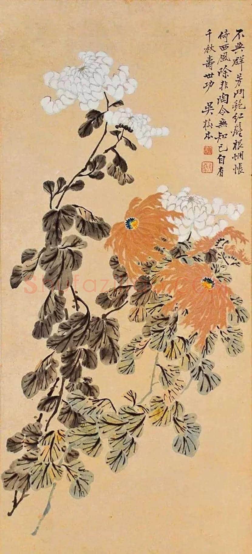 吴笠仙菊花作品欣赏 | 书画百科