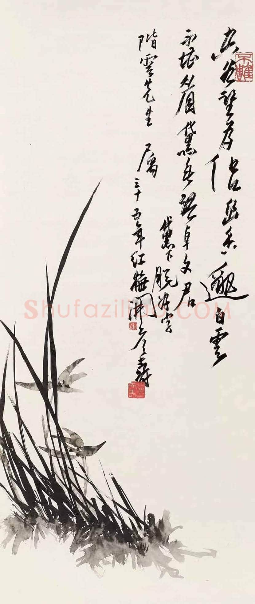 潘天寿不同年代笔下的兰花 | 书画学堂