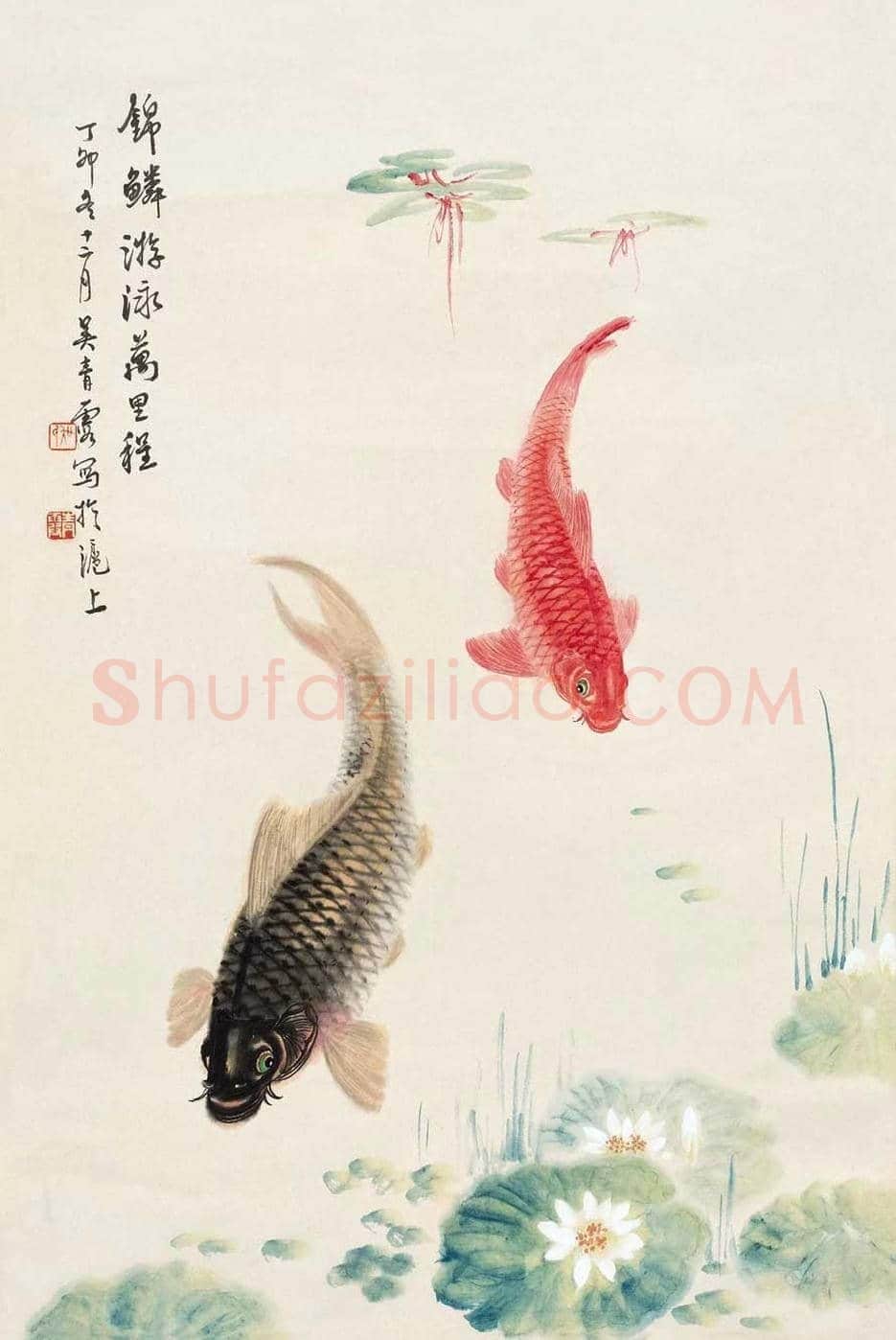 吴青霞鲤鱼作品欣赏 | 书画百科