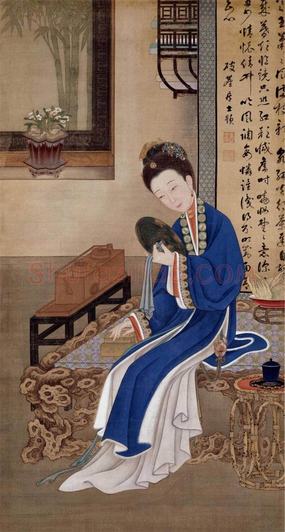 清人画胤禛妃行乐图轴 | 著名国画图片