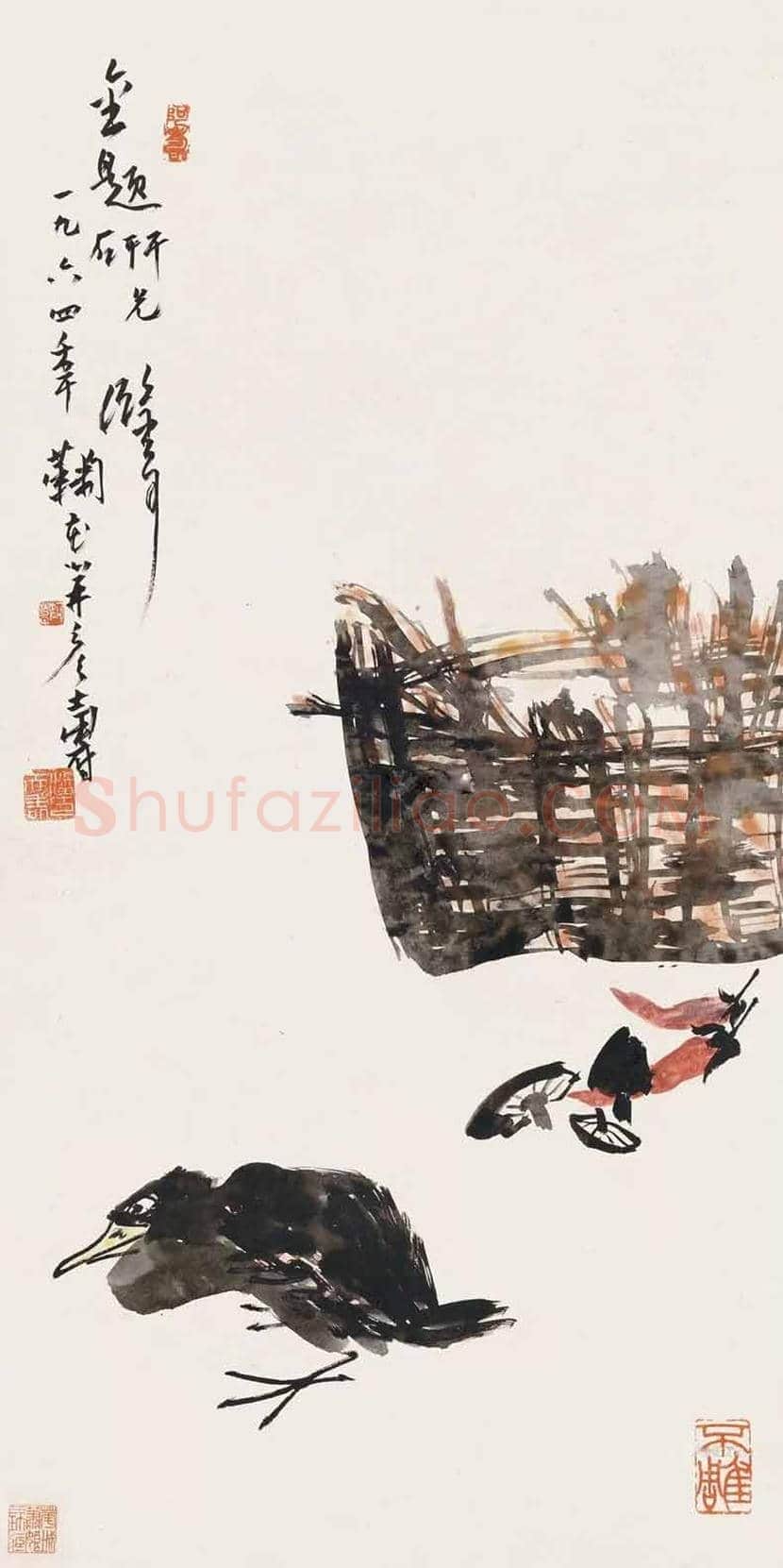 潘天寿作品《梅竹八哥图》首现网络 | 国画鉴赏