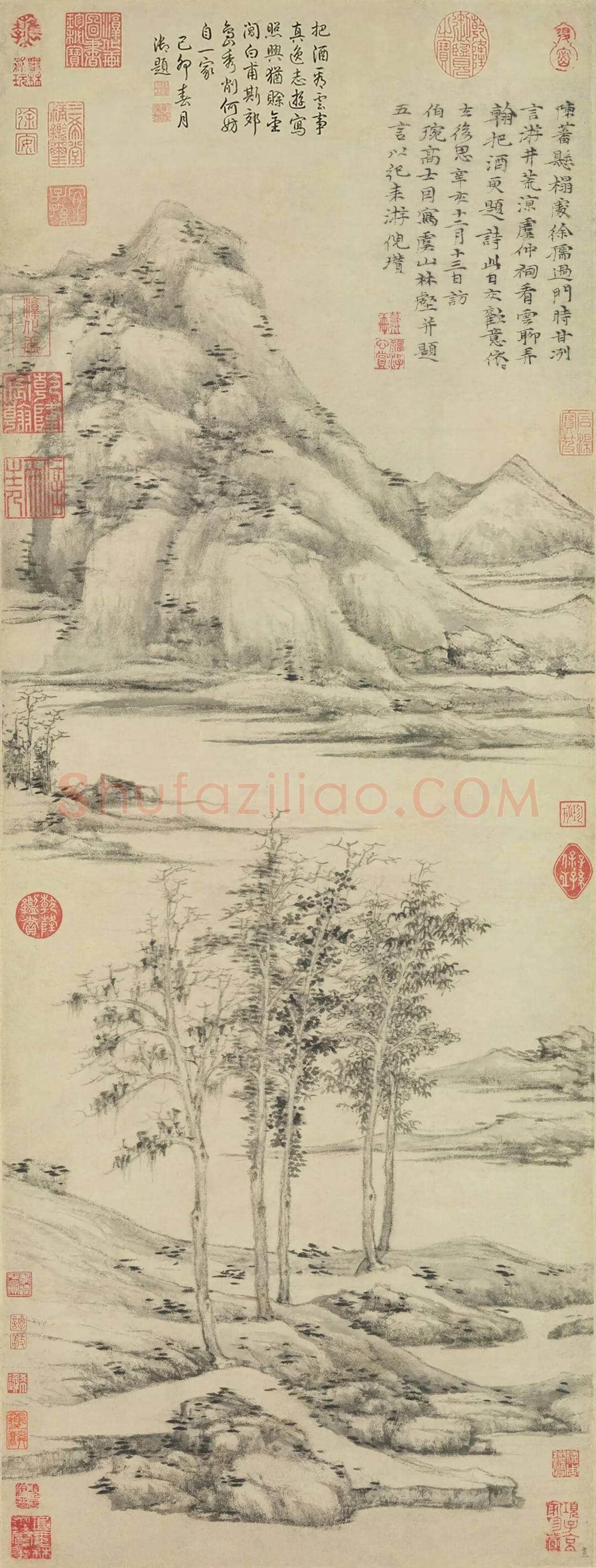 倪瓒《虞山林壑图》欣赏 | 书画知识
