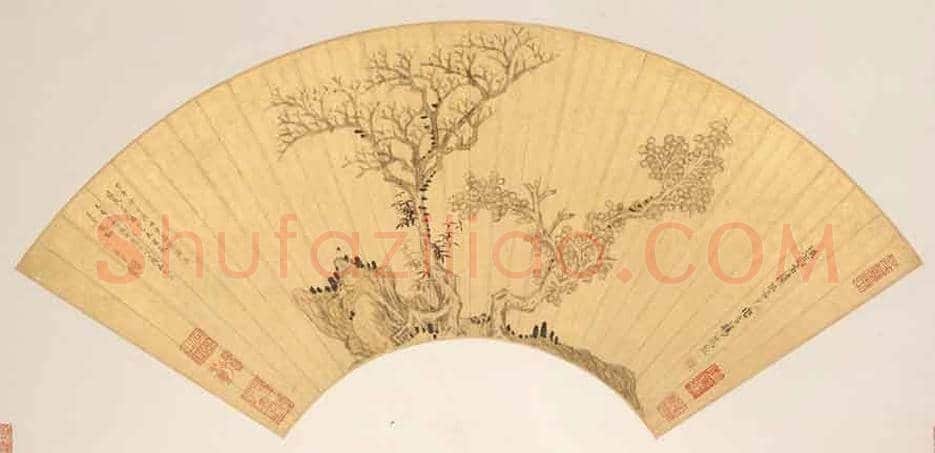 明代陈洪绶《林亭清话图》扇面赏析 | 传世国画赏析