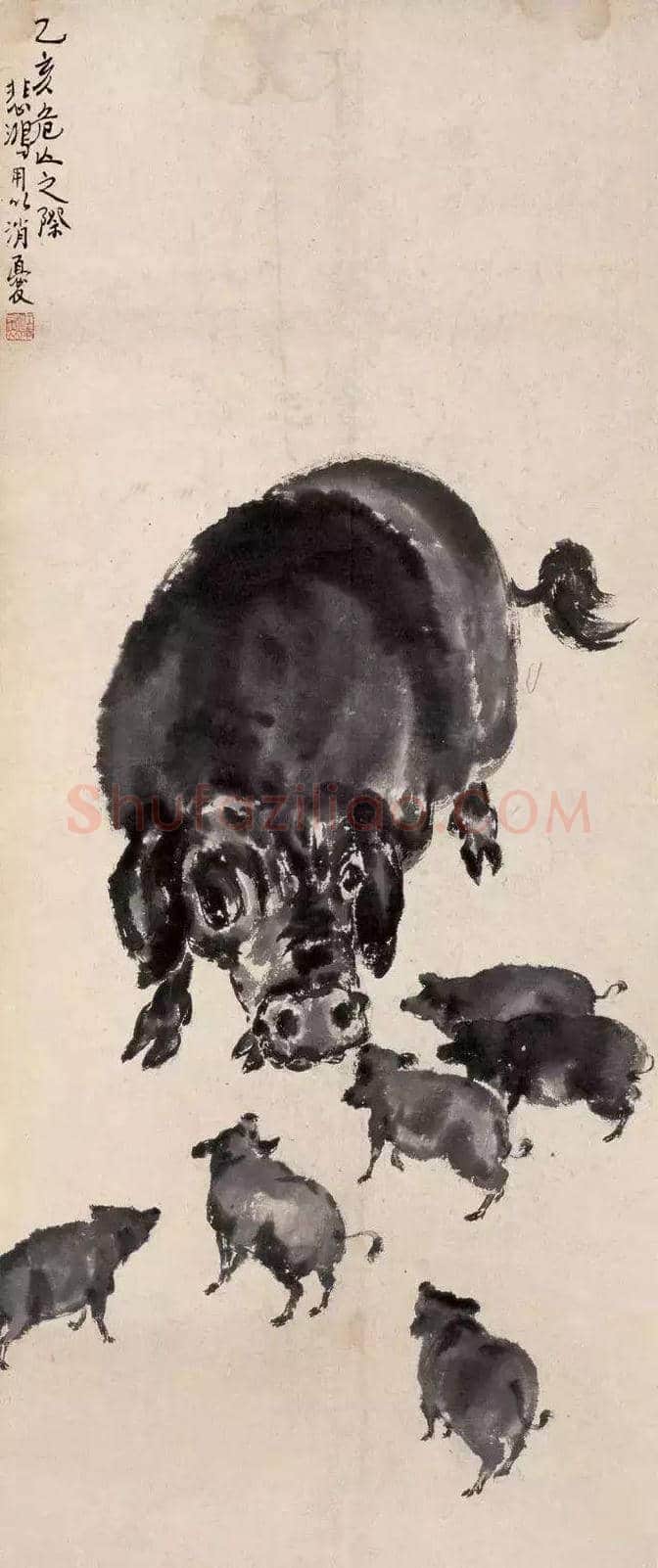 徐悲鸿画猪，难得一见 | 书画知识