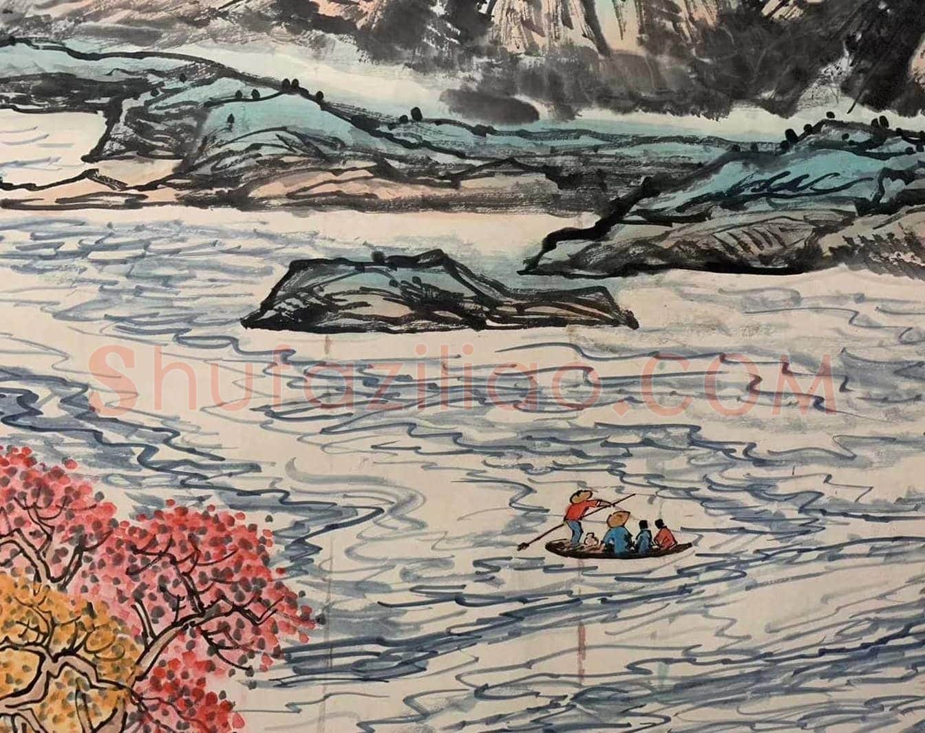 方济众作品《山村秋色》,丈二巨制 | 国画鉴赏