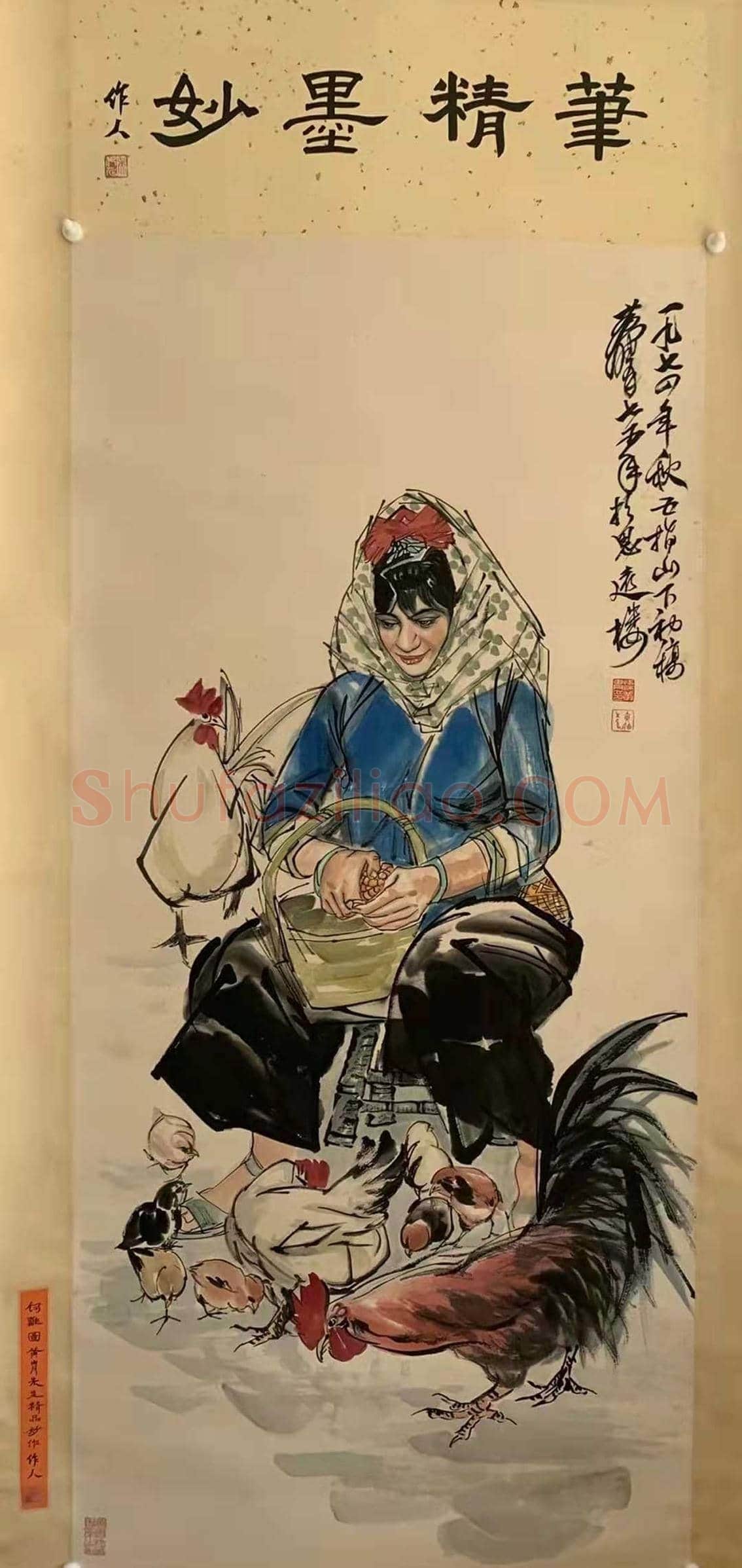 黄胄作品《饲鸡图》，精品妙作！ | 国画赏析