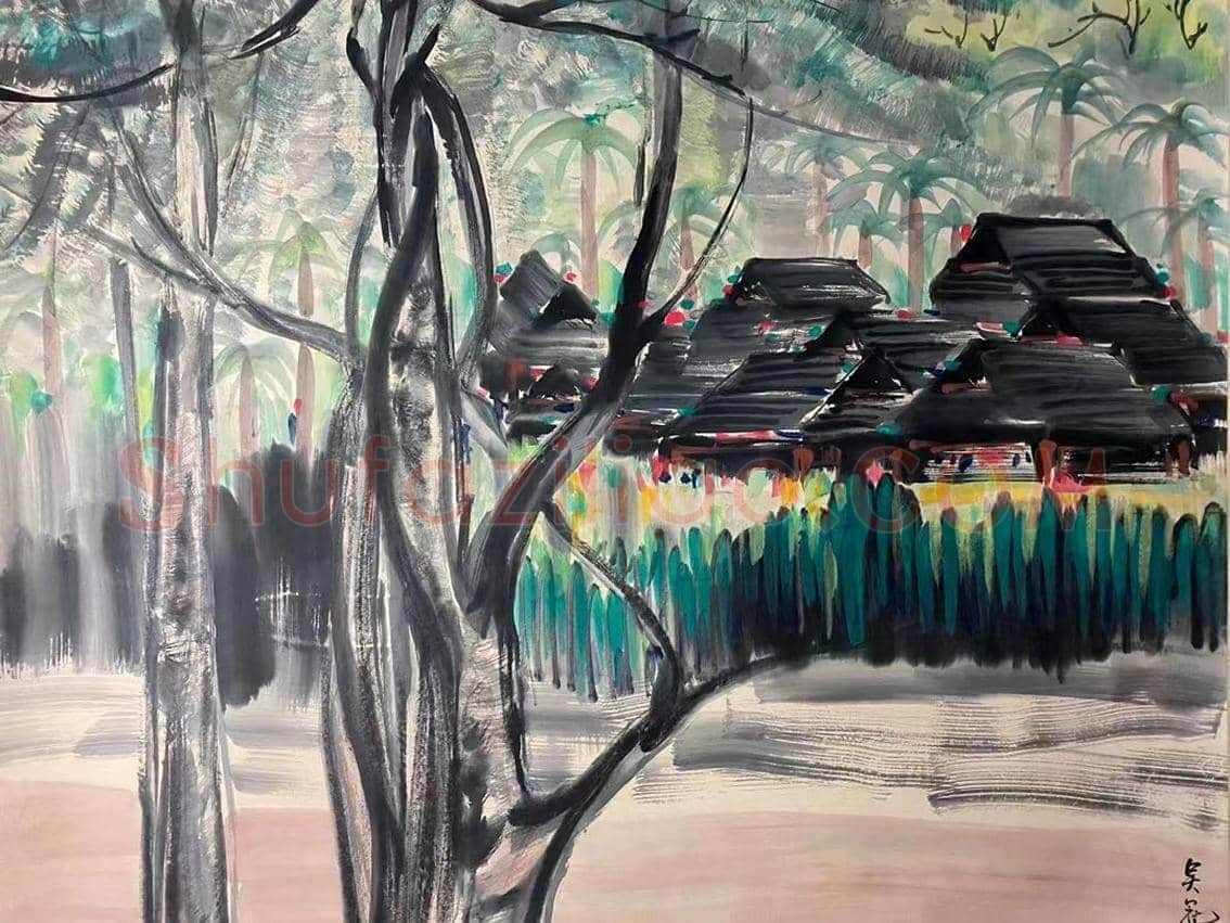 吴冠中重磅巨制《版纳风情》，首次亮相 | 国画图片
