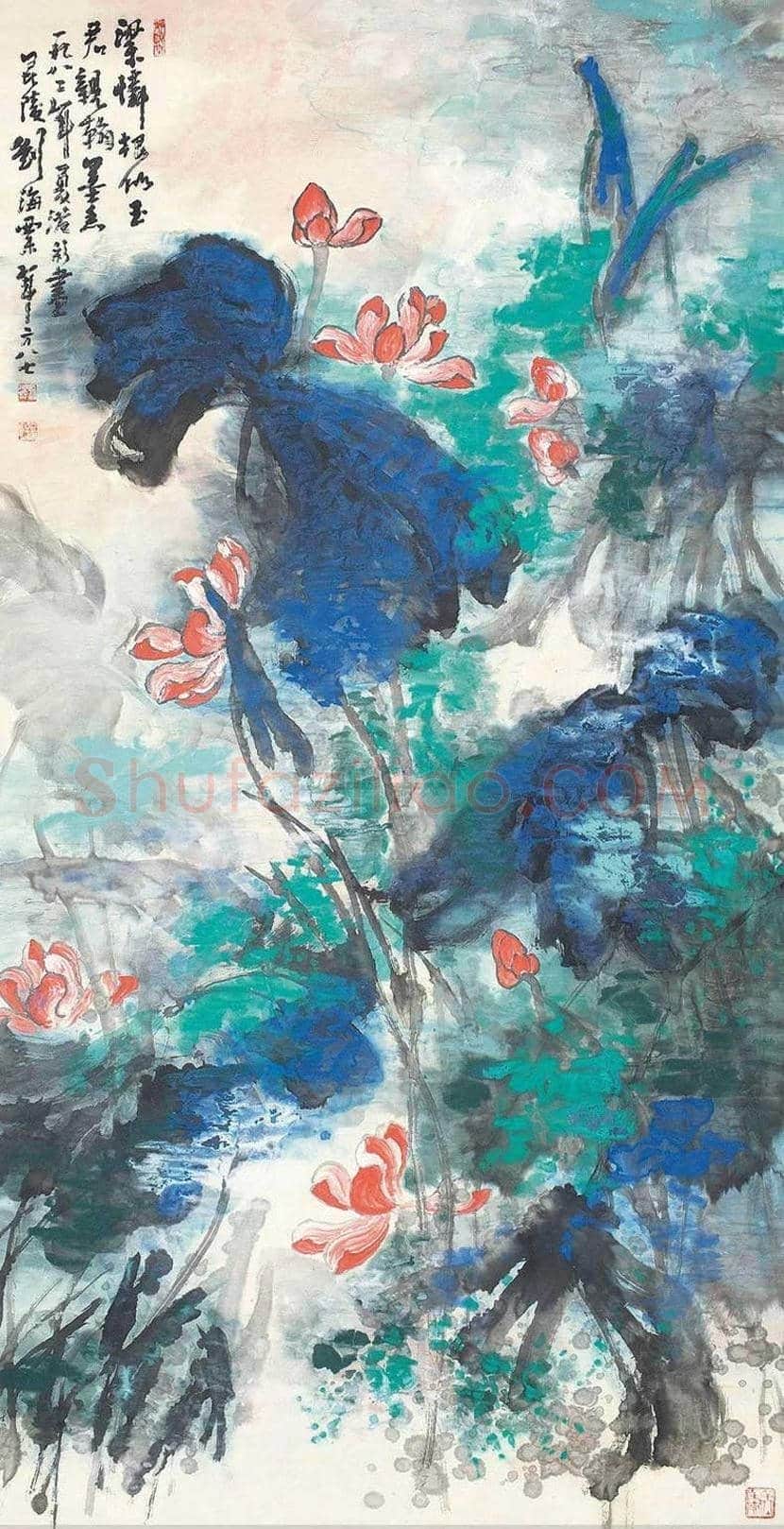 刘海粟荷花作品欣赏 | 著名国画欣赏
