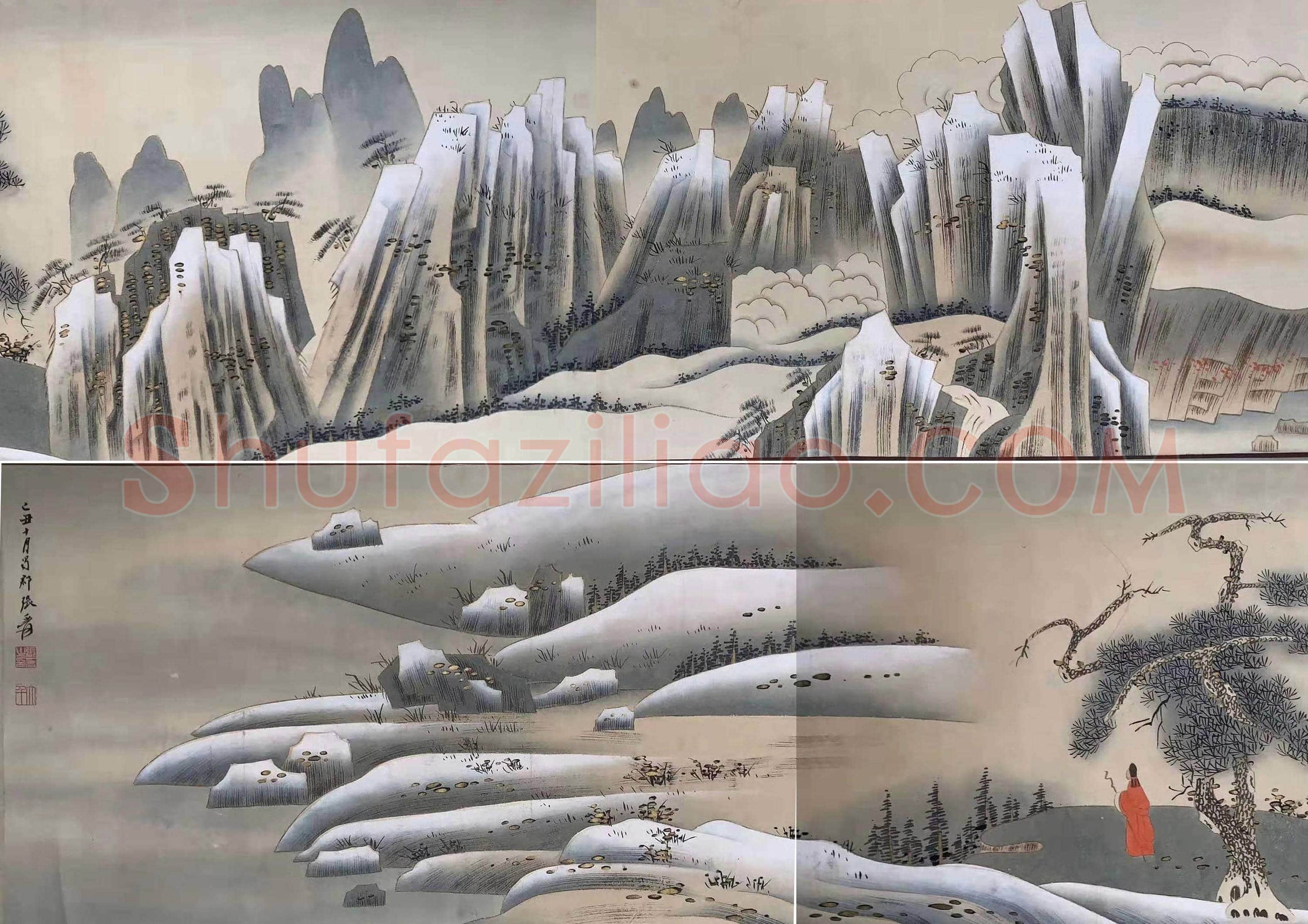 雪景巨制——张大千《杖策揽胜图》 | 国画欣赏