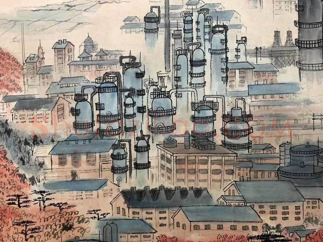 宋文治丈二巨作《南京石化》，经典重现 | 国画欣赏